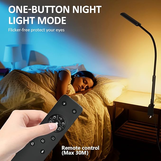 Desk Lamp with Remote Control, Aluminum Alloy Desk Lamps for Home Office, Desk Light with Dimmable 6 Color Modes & 6 Brightness, LED Desk Lamp with 2 USB Charging Ports (Type-C & A) - LeafyLoom