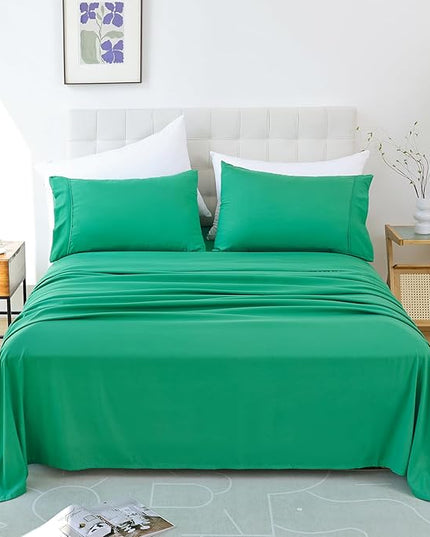 Whitney Home Textile Queen Sheet Set - 4 Piece Soft Breathable Bed Sheets for Queen Size Bed, Deep Pocket Lxuury Brushed Sheets, Hotel Bedding Sheets and Pillowcases, Wrinkle Free Oeko-Tex Sheets - LeafyLoom