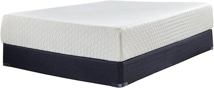 Signature Design by Ashley California King Size Chime 12 Inch Medium Firm Memory Foam Mattress with Green Tea & Charcoal Gel, White - LeafyLoom