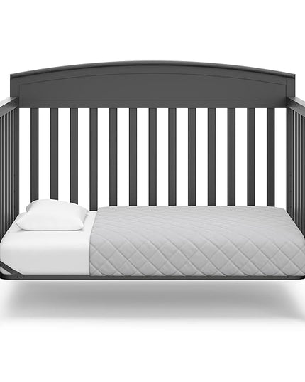 Graco Benton 5-in-1 Convertible Crib (Gray) – GREENGUARD Gold Certified, Converts from Baby Crib to Toddler Bed, Daybed and Full-Size Bed, Fits Standard Full-Size Crib Mattress - LeafyLoom