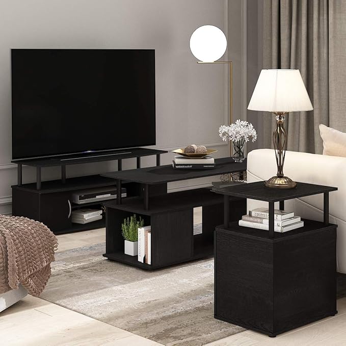 Furinno JAYA Large Entertainment Stand for TV Up to 55 Inch, Blackwood - LeafyLoom
