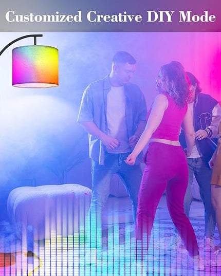 PESRAE LED Floor Lamp Work with Alexa,Google Assistant WiFi App,Modern Standing RGB Lamp with Lampshde,Tall LED Floor Lamp for Bedroom and Office(No Remote Control Include - LeafyLoom
