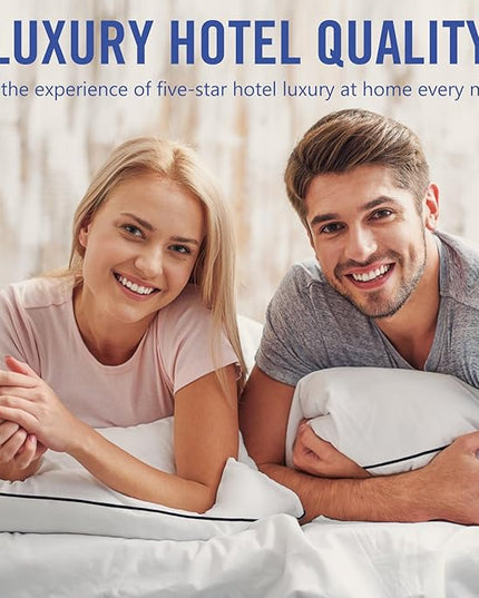 Hotel Collection Bed Pillows for Sleeping 2 Pack Standard Size Cooling Pillows Set of 2 for Back, Stomach or Side Sleepers, Super Soft Down Alternative Microfiber Filled Pillows - LeafyLoom