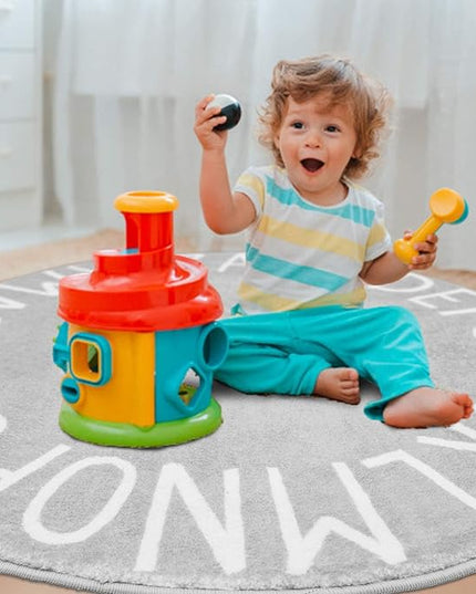 Topotdor Round Kids Play Rug Alphabet Nursery Area Rug Extra Large Soft Crawling Play Mat for Children Toddlers Bedroom (40 inch, Grey) - LeafyLoom