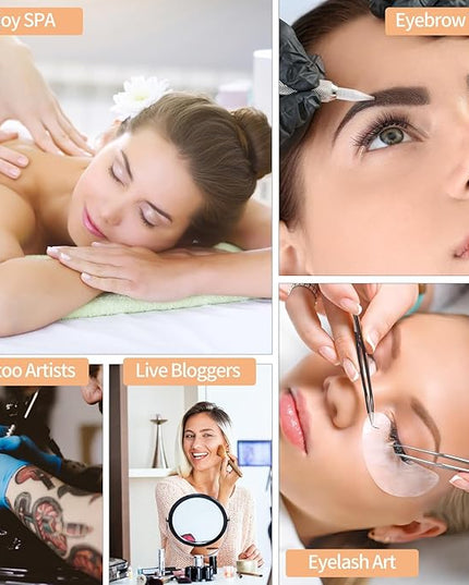 cenoz Lash Light for Eyelash Extensions, 36" Esthetician Light, Half Moon Light, Dual Arm LED Tattoo Light, Adjustable Floor LED Lamps for Makeup, Photography, Selfie, Video Recording(White) - LeafyLoom