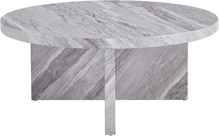 NicBex 35.83Inch Round Dining Table,Minimalist Kitchen Table with Gray and White Patterns Tabletop for 2 to 4,Leisure Coffee Table for Kitchen,Small Space and Living Room,Space-Saving,Gray - LeafyLoom