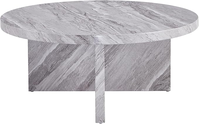 NicBex 35.83Inch Round Dining Table,Minimalist Kitchen Table with Gray and White Patterns Tabletop for 2 to 4,Leisure Coffee Table for Kitchen,Small Space and Living Room,Space-Saving,Gray - LeafyLoom