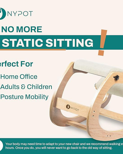 Ergonomic Kneeling Chair - Adjustable Height Rocking Knee Chair Posture Chair - Wooden Office Chair to Improve Posture - Desk Chair for Home Office Gift Woman - Angled Chair Ivory Kneeling Stool - LeafyLoom