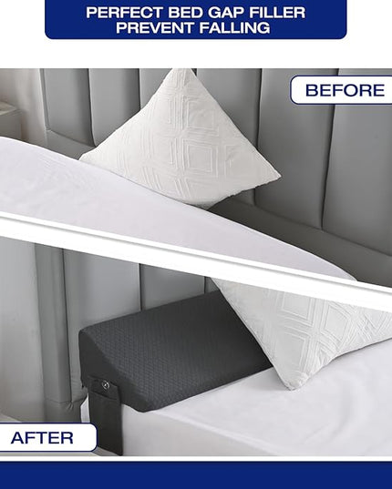 King Size Wedge Pillow for Headboard Gap Filler Nora Pillow Wedge Long Wedge Pillow for King Size Bed Gap(0-8") Between Mattress and Headboard Grey 76"x10"x6" - LeafyLoom