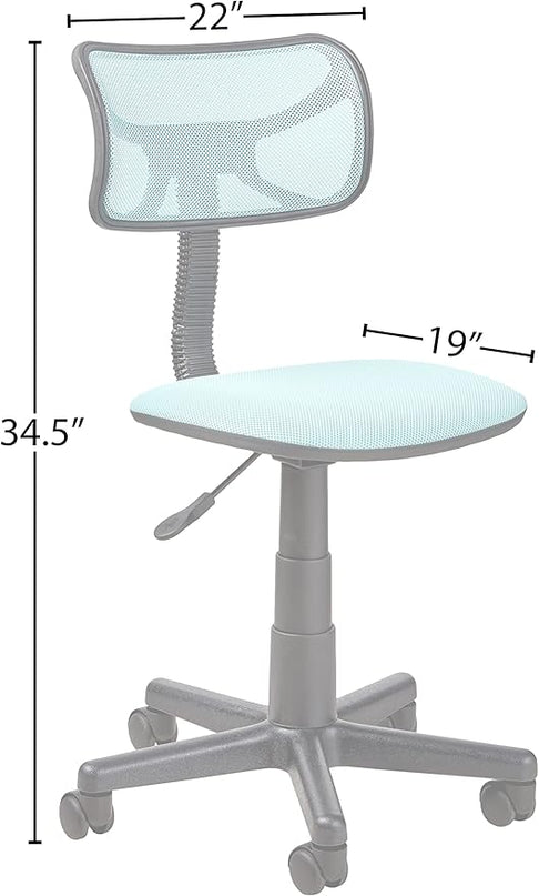 Swivel Mesh Desk Chair, Blue 20.86D x 22W x 33.46H in - LeafyLoom