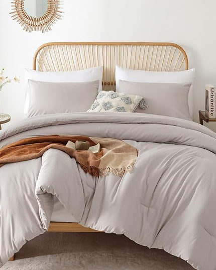 ROSGONIA Twin Comforter for College Girls Boys Linen Grey,1 Gray Comforter & 1 Pillowcase All Season Kids Comforter Sets Lightweight Dorm Bedding - LeafyLoom