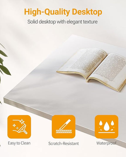 CubiCubi 55 Inch L Shaped Computer Desk with Storage Shelves, Home Office Corner Desk Study Writing Table, White - LeafyLoom