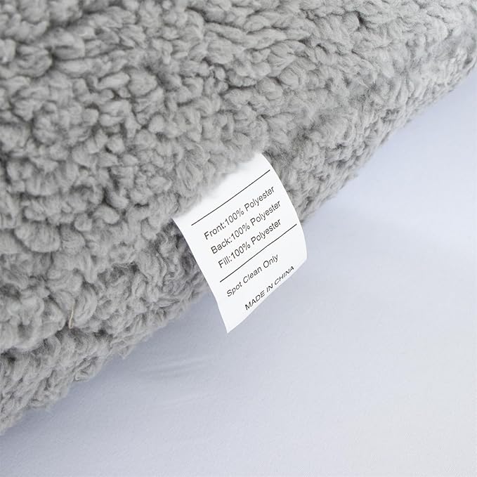 A Nice Night Sherpa Fleece Flannel Reading Pillow Bed Wedge Adult Backrest with Arms Back Support for Sitting Up in Bed/Couch,Grey,Large - LeafyLoom