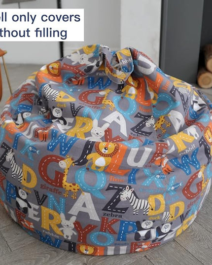 YuppieLife Kids Animal Storage Bean Bag Cover（No Filling Extra Large stuff'n Sit|Toy Organizer|Carrying Handle|Available for Kids and Teenager（38“,Letter） - LeafyLoom