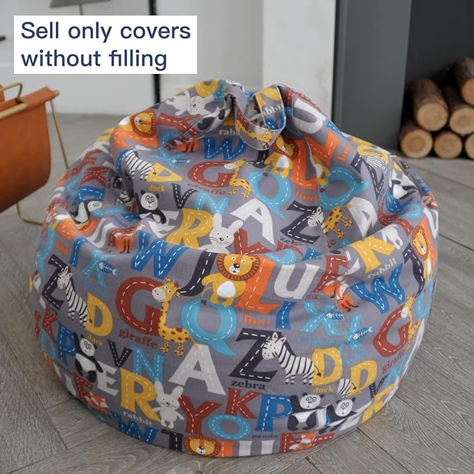YuppieLife Kids Animal Storage Bean Bag Cover（No Filling Extra Large stuff'n Sit|Toy Organizer|Carrying Handle|Available for Kids and Teenager（38“,Letter） - LeafyLoom