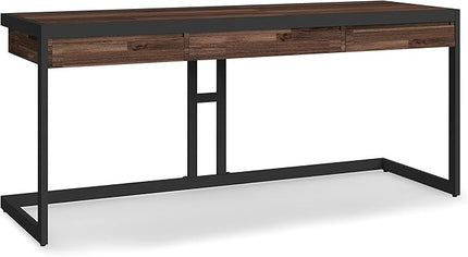 SIMPLIHOME Erina SOLID ACACIA WOOD Modern Industrial 72 Inch Wide Large Desk in Distressed Charcoal Brown, For the Office Desk, Writing Table, Workstation and Study Table - LeafyLoom