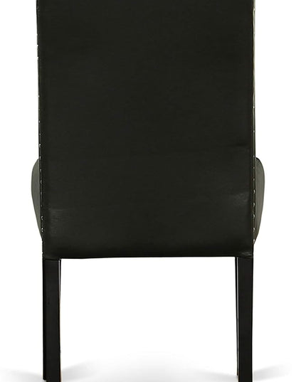 East West Furniture SHEN3-BLK-69 3 Piece Kitchen Table Set Contains a Round Dining Table with Pedestal and 2 Black Faux Leather Parson Dining Room Chairs, 42x42 Inch, Black - LeafyLoom