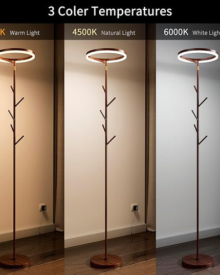 Innovative Floor Lamp, Floor Lamps for Living Room with Coat Rack, Floor Lamps with Stepless Adjust Color Temperatures & Brightness, Remote Control and Touch Control - LeafyLoom