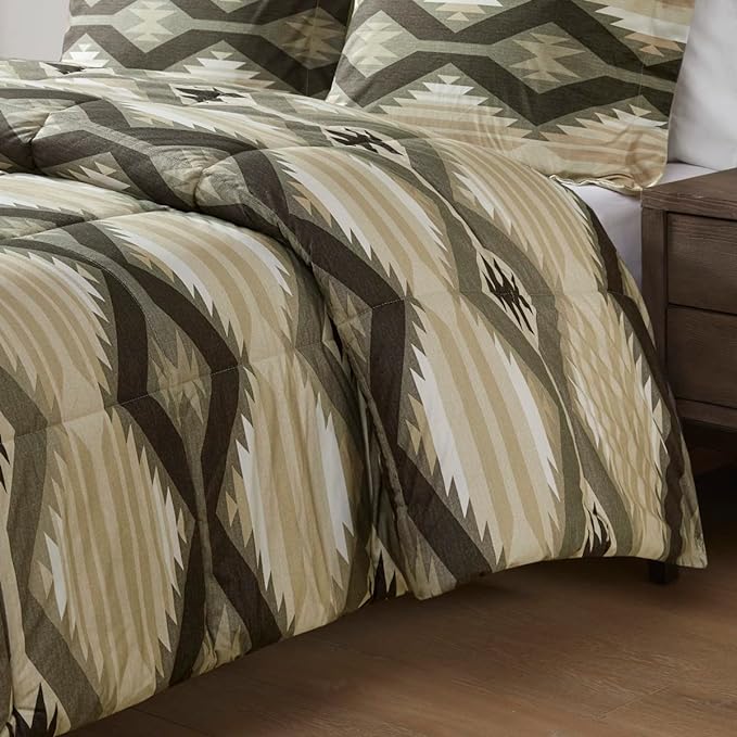 Woolrich Comforter Set, Cabin Lodge, Warm Cover for Colder Season, Modern Cottage-Inspired Down Alternative Ultra Soft Microfiber Bedding, Matching Sham, Southwestern Brown King 4 Piece - LeafyLoom
