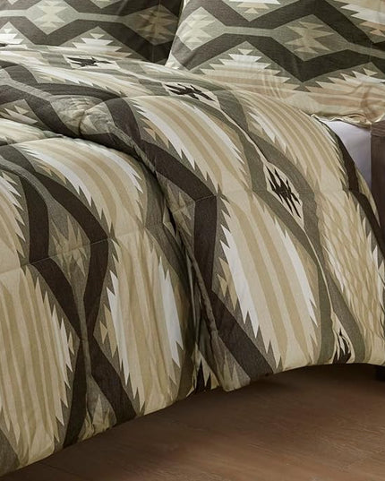 Woolrich Comforter Set, Cabin Lodge, Warm Cover for Colder Season, Modern Cottage-Inspired Down Alternative Ultra Soft Microfiber Bedding, Matching Sham, Southwestern Brown Full/Queen 4 Piece - LeafyLoom