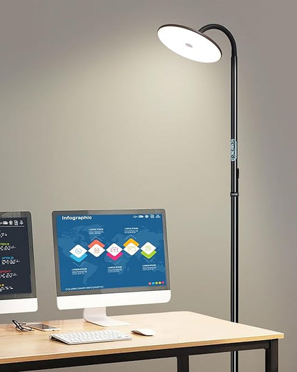 chiphy Floor Lamp, 76'' Tall Lamp, 40W 3500LM 30000Lux Super Bright Floor Lamp, Dimmable Brightness, with Smart Plug, for Living Room Bedroom Office - LeafyLoom