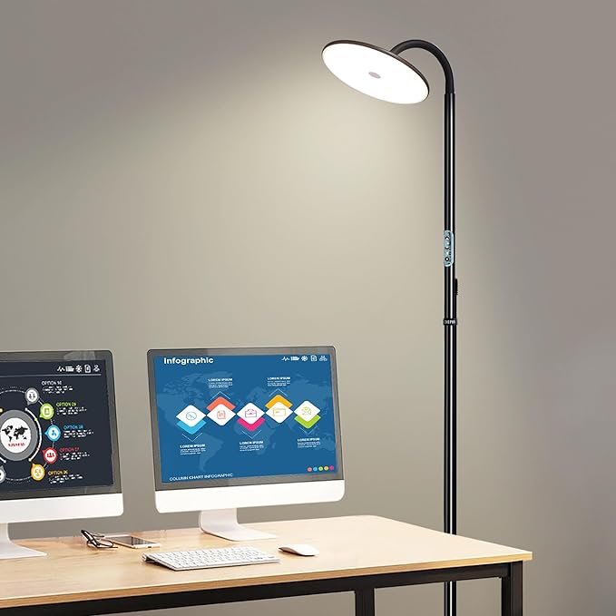 chiphy Floor Lamp, 76'' Tall Lamp, 40W 3500LM 30000Lux Super Bright Floor Lamp, Dimmable Brightness, with Smart Plug, for Living Room Bedroom Office - LeafyLoom