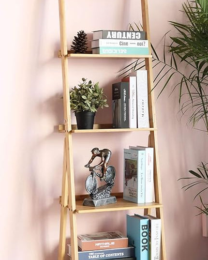 HYNAWIN Corner Ladder Shelf Storage Shelving, 5 Tier Books/CDs/Albums/Files Holder in Living Room Home Office,Simple Assembly - LeafyLoom