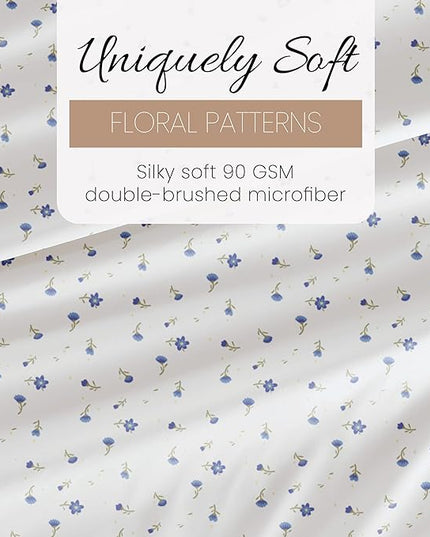 Linen Market 4 Piece Queen Sheet Set (Light Blue Floral) - Sleep Better Than Ever with These Ultra-Soft & Cooling Bed Sheets for Your Queen Size Bed - Deep Pocket Fits 16" Mattress - LeafyLoom