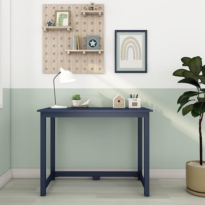Max & Lily Solid Wood Desk, 40 Inches, Blue - LeafyLoom