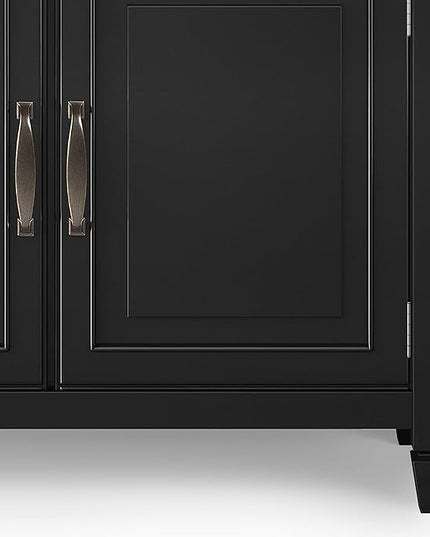 SIMPLIHOME Connaught SOLID WOOD 40 inch Wide Traditional Entryway Storage Cabinet in Black for the Living Room, Entryway and Family Room - LeafyLoom