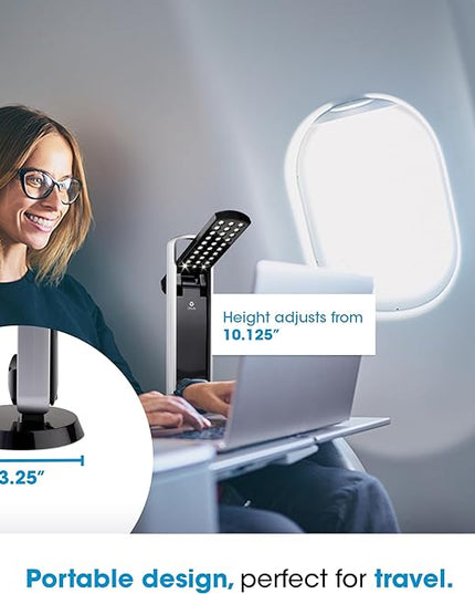 OttLite Portable LED Task Lamp, Black - Lightweight LED Desk Lamp with Carrying Handle, Long-Lasting & Energy-Efficient Natural Daylight LEDs for Home Office & Desk - Automatic On/Off Operation - LeafyLoom