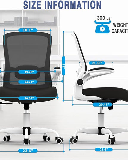Office Chair, Ergonomic Desk Chair with Adjustable Lumbar Support, High Back Mesh Computer Chair with Flip-up Armrests-BIFMA Passed Task Chairs, Executive Chair for Home Office - LeafyLoom