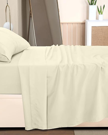 Utopia Bedding Twin Bed Sheets Set - 3 Piece Bedding - Brushed Microfiber - Shrinkage and Fade Resistant - Easy Care (Twin, Ivory) - LeafyLoom