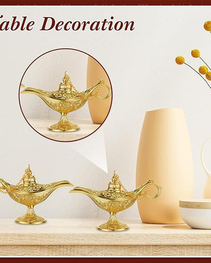 6 Pieces Magic Lamp Halloween Vintage Legend Lamp Wishing Light Costume Lamp Classic Costume Props Lamp Tabletop Decoration for Arabian Costume Props Home Party Birthday Wedding Delicate Gift (Gold) - LeafyLoom