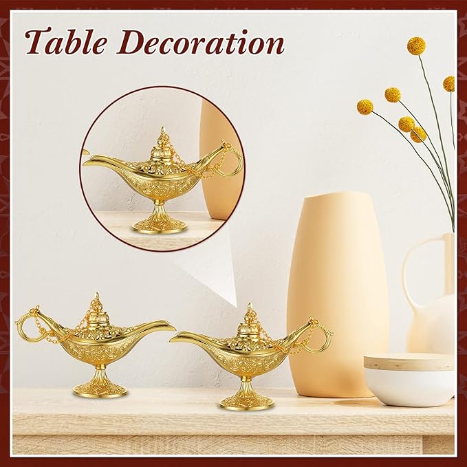 6 Pieces Magic Lamp Halloween Vintage Legend Lamp Wishing Light Costume Lamp Classic Costume Props Lamp Tabletop Decoration for Arabian Costume Props Home Party Birthday Wedding Delicate Gift (Gold) - LeafyLoom