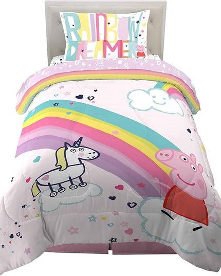 Franco Kids Bedding Super Soft Comforter and Sheet Set, 4 Piece Twin Size, Peppa Pig - LeafyLoom