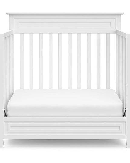 Storkcraft Petal 4-in-1 Convertible Mini Crib (White) – GREENGUARD Gold Certified, Converts to Daybed and Twin-Size Bed, Includes Bonus 2.75-inch Mini Crib Mattress, Mini Crib with Mattress Included - LeafyLoom