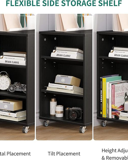 YITAHOME Mobile Wood File Cabinet, 3 Drawer Lateral Filing Cabinet, Black - LeafyLoom
