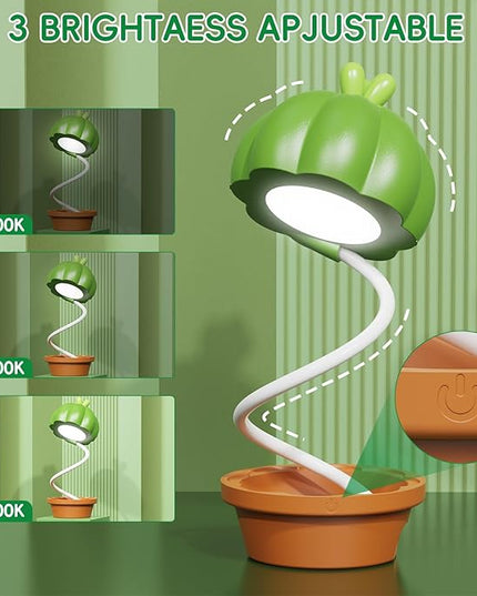 Cute Desk Lamp for Kids, Cactus Small Desk Lamps with Dimmable Touch,Rechargeable Kawaii Desk Lamp Nursery Night Lights, Desk Accessories Kawaii Room Decor for Kid Gifts (Green Cactus Lamp) - LeafyLoom