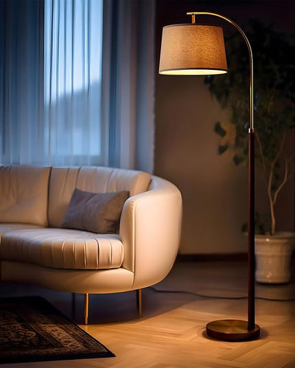 62.5" Gold Floor Lamp for Living Room with Foot Switch Standing Lamp Tall Industrial Reading for Bedroom Office - LeafyLoom