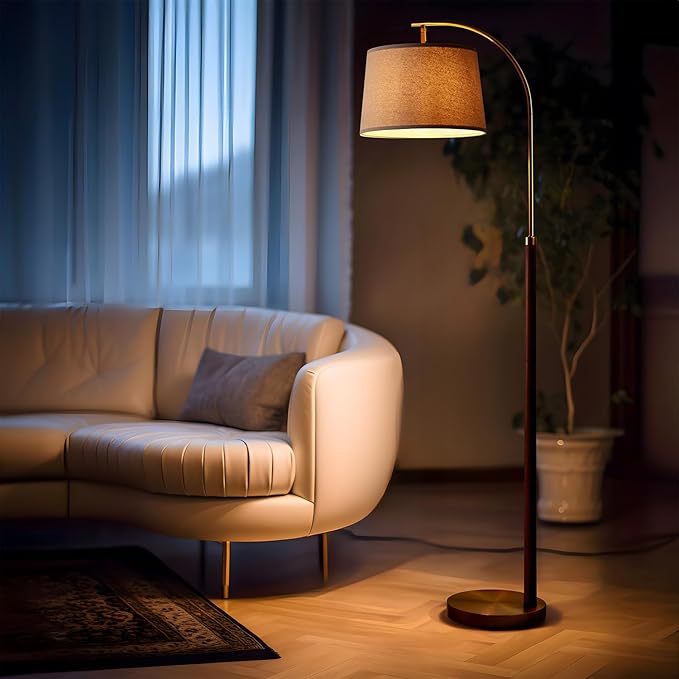 62.5" Gold Floor Lamp for Living Room with Foot Switch Standing Lamp Tall Industrial Reading for Bedroom Office - LeafyLoom