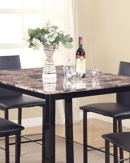 Roundhill Furniture 5 Piece Citico Counter Height Dining Set with Laminated Faux Marble Top - LeafyLoom