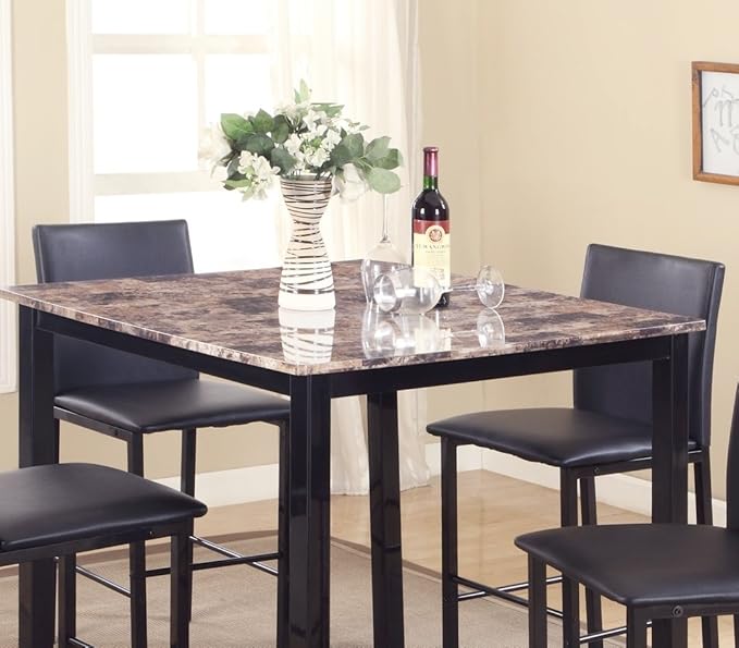 Roundhill Furniture 5 Piece Citico Counter Height Dining Set with Laminated Faux Marble Top - LeafyLoom