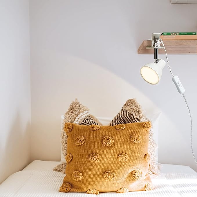 LED Clip on lamp,5W Super Bright Reading Light, 330° Rotation Small Lamp with Clamp on Desk/Table/Bed Headboard/Cupboard Home Lighting, Modern and Save Space Illumination Powerful Lamp White - LeafyLoom