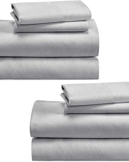 California Design Den 100% Cotton 2-Pack Sheets Set for Queen Size Bed, Soft & Durable Extra Deep Pocket Queen Size Sheet Sets, Queen Sheet Set with Sateen Weave, Cooling Sheets (Light Grey) - LeafyLoom