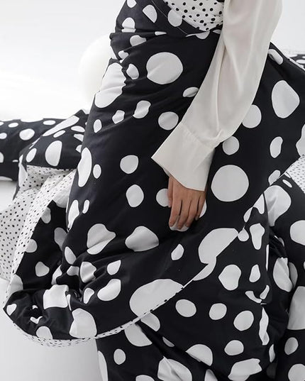 White Polka Dots Comforter Twin Black White Dots Print Reversible Gingham Twin Bedding Comforter Set Boys Girls Black White Bed Sets Soft 3Pcs Twin Comforter Sets - LeafyLoom