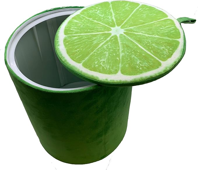 Storl Organizer Storage Stool for Toy and Cloth and Kids Stool (Lime, 12Wx13H) - LeafyLoom
