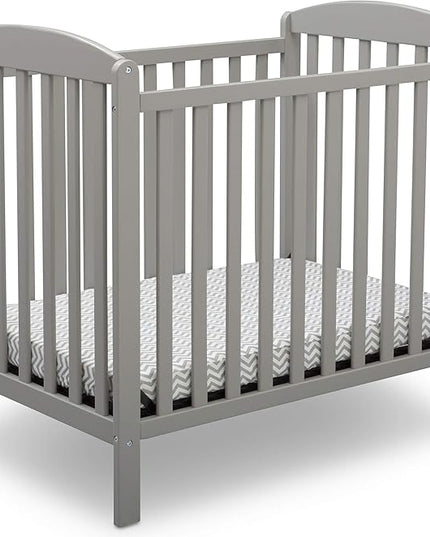 Delta Children Emery Mini Convertible Baby Crib & Twinkle Stars 3-Inch Waterproof Mini Crib Mattress, Grey - LeafyLoom