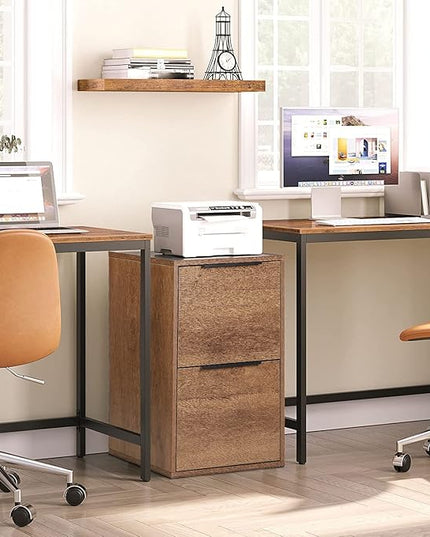 Wooden File Cabinet 2 Drawer,Vertical Storage Filing Cabinet with Hanging Bars for Letter Size,File Storage Cabinet Used for Home Office, Brown Assemble Required - LeafyLoom
