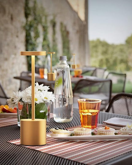 2Pack Cordless Table Lamp, Rechargeable LED Battery 5000mAh Metal USB Portable Powered Desk Lamp, 3 Levels Brightness Light for Restaurants Outdoor (2pack 10.25in Gold) - LeafyLoom